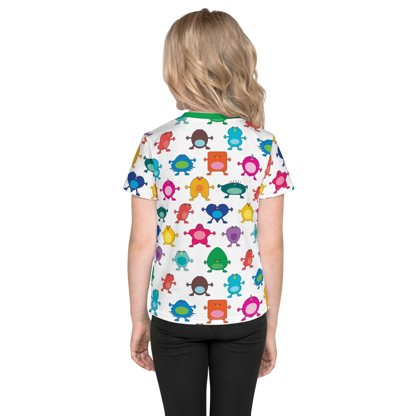 Kids t-shirt Multi Colour with Green Collar