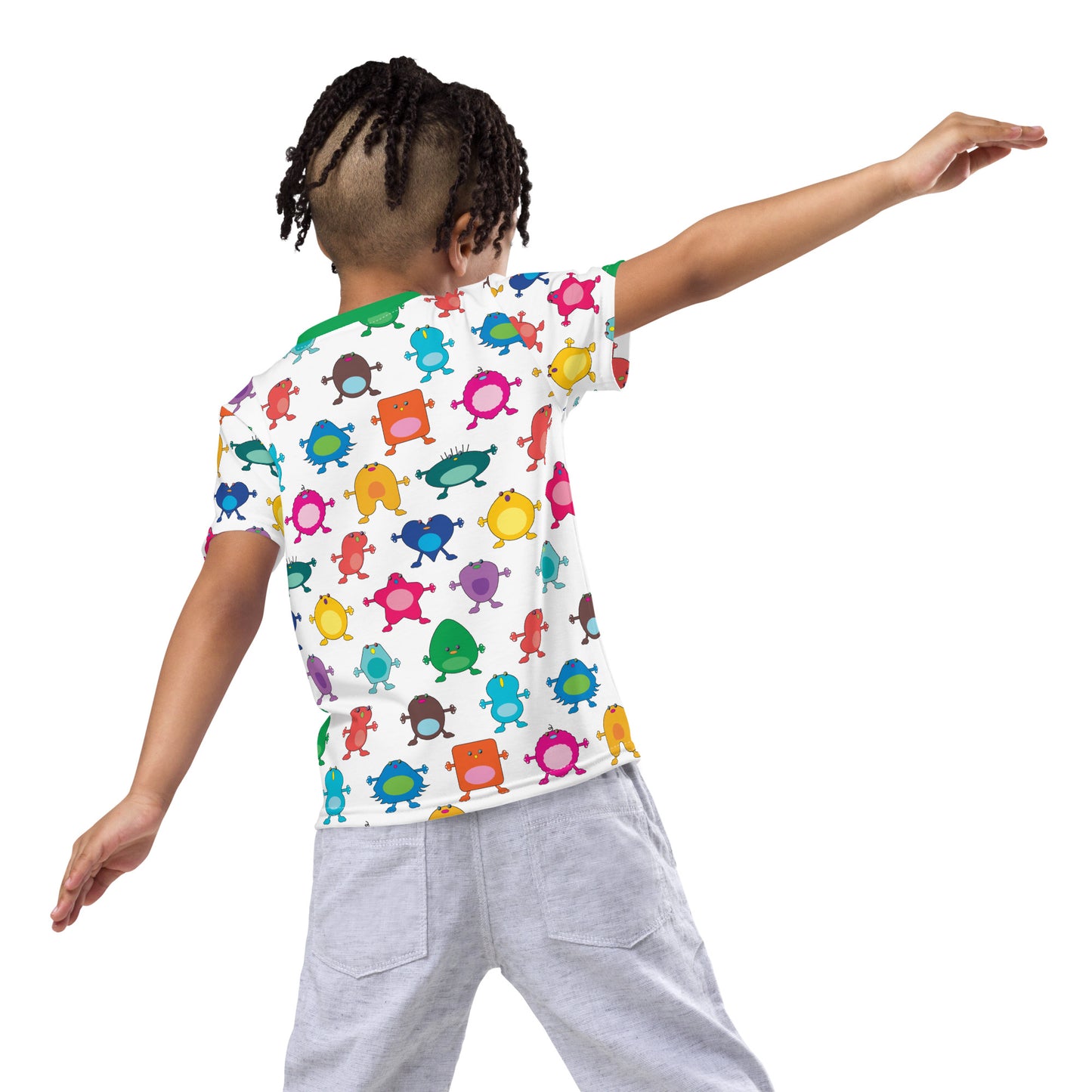 Kids t-shirt Multi Colour with Green Collar