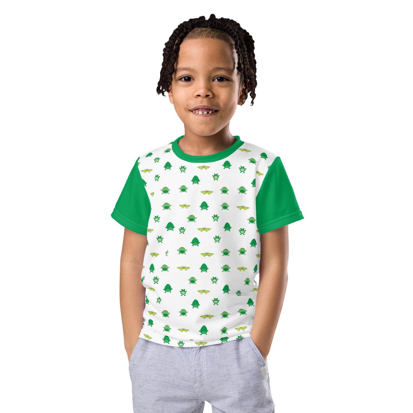 Kids t-shirt Green Monsters crew neck