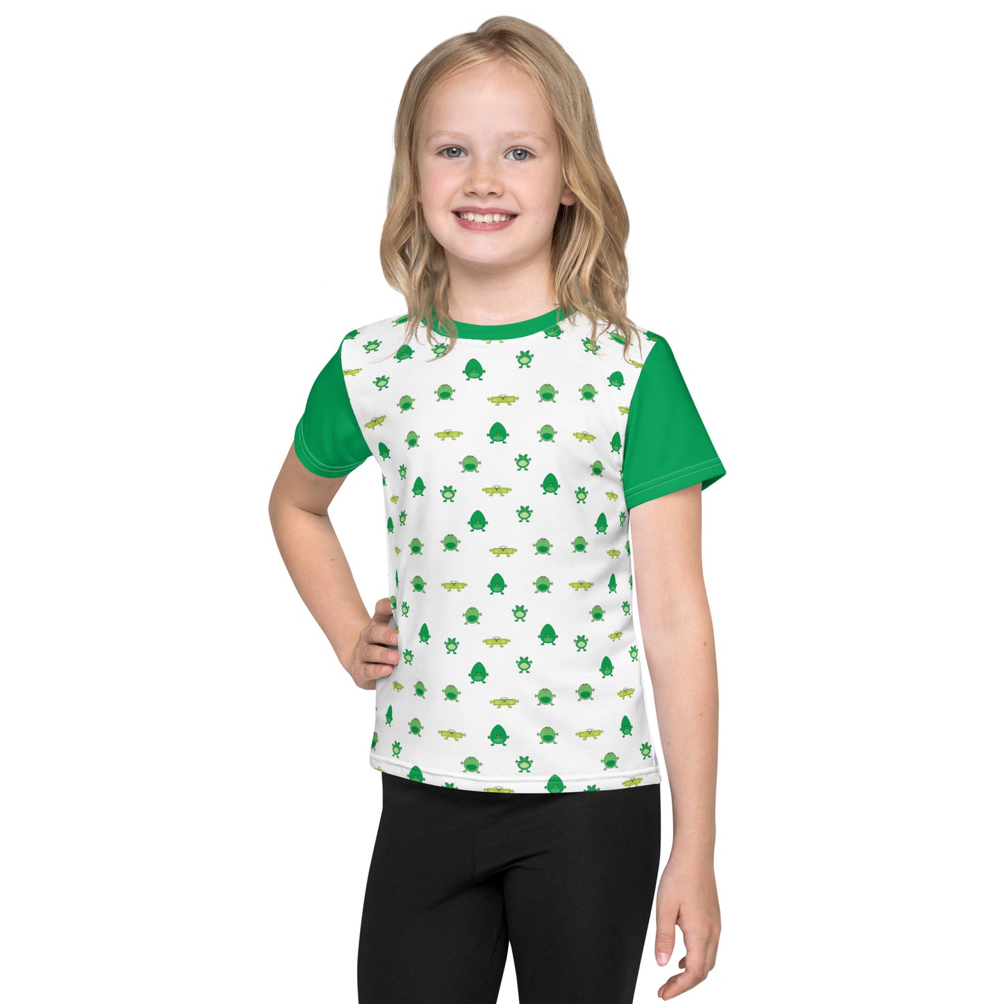 Kids t-shirt Green Monsters crew neck