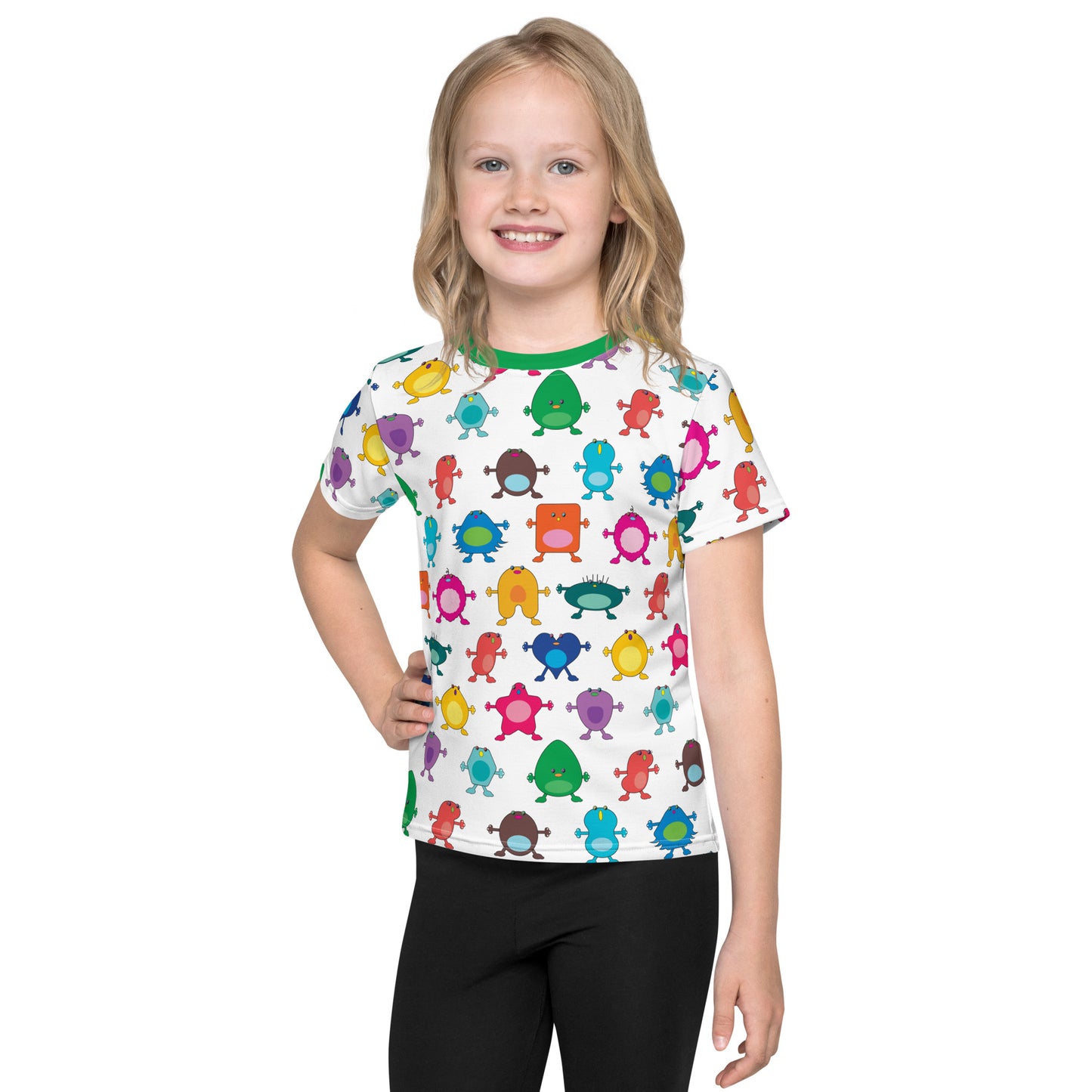 Kids t-shirt Multi Colour with Green Collar