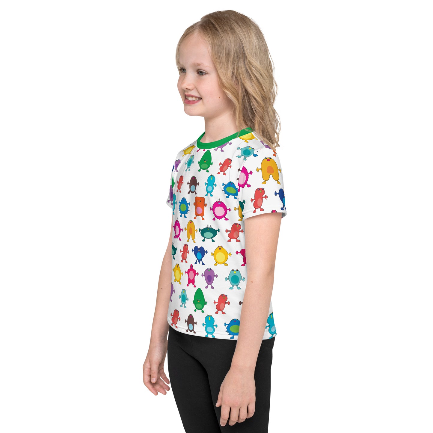 Kids t-shirt Multi Colour with Green Collar