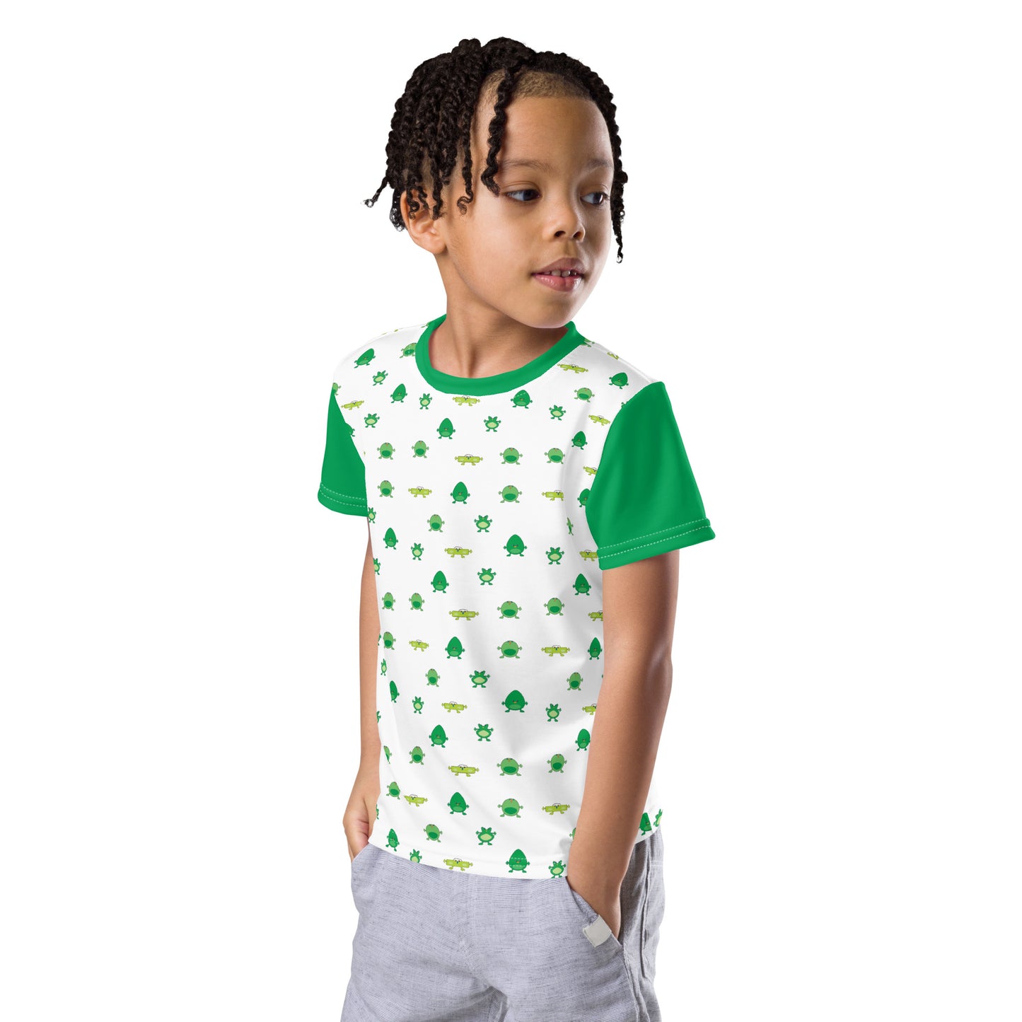 Kids t-shirt Green Monsters crew neck