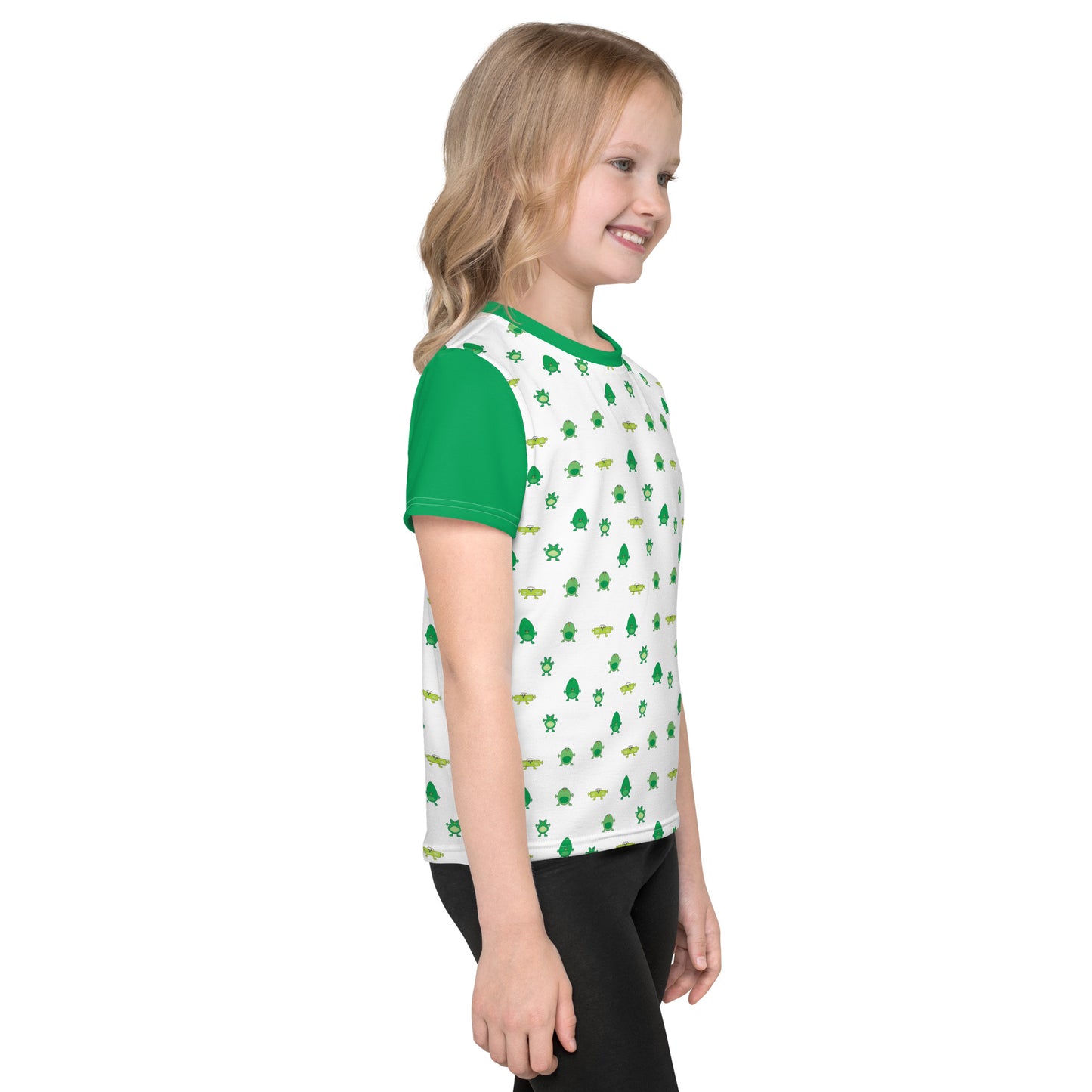 Kids t-shirt Green Monsters crew neck