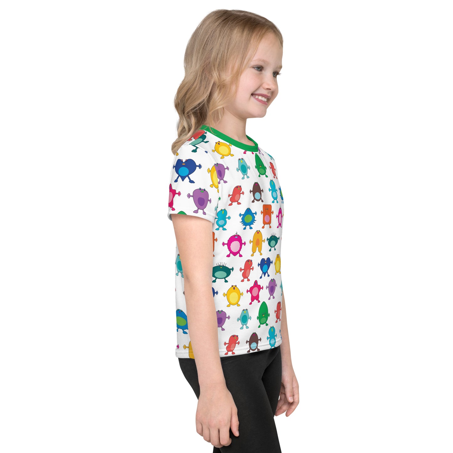 Kids t-shirt Multi Colour with Green Collar