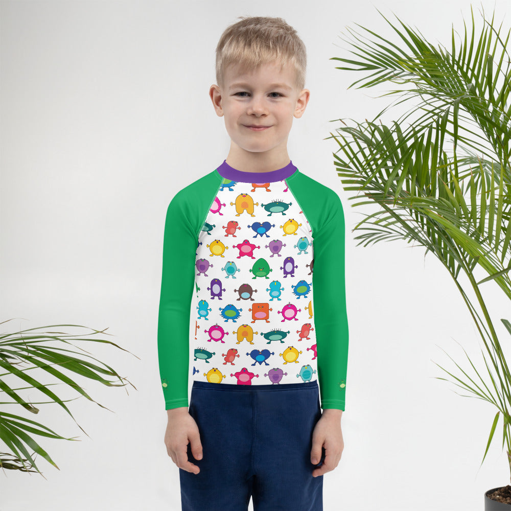 Kids Rash Guard Green Sleeves