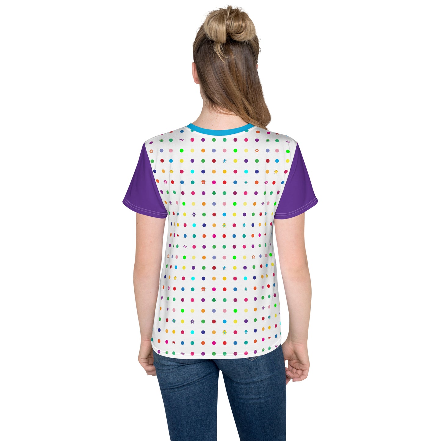 Youth t-shirt with Purple Sleeves crew neck