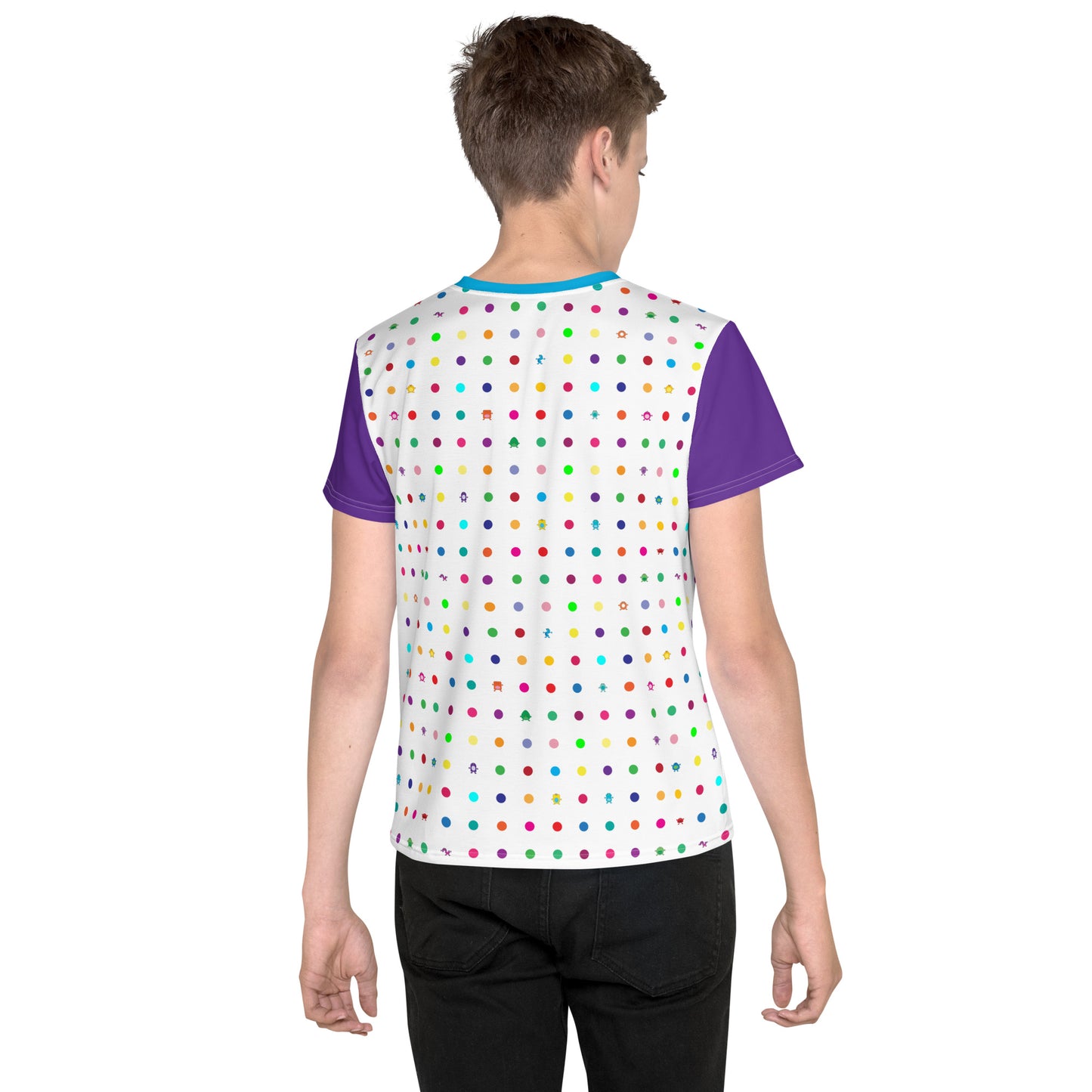 Youth t-shirt with Purple Sleeves crew neck