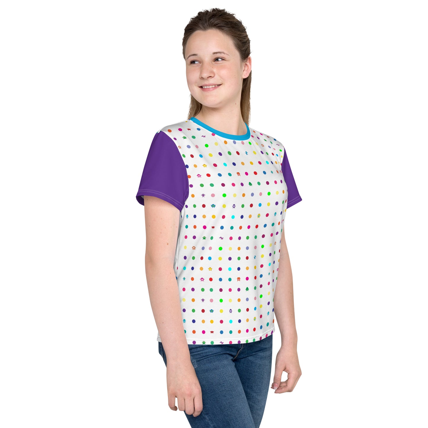 Youth t-shirt with Purple Sleeves crew neck