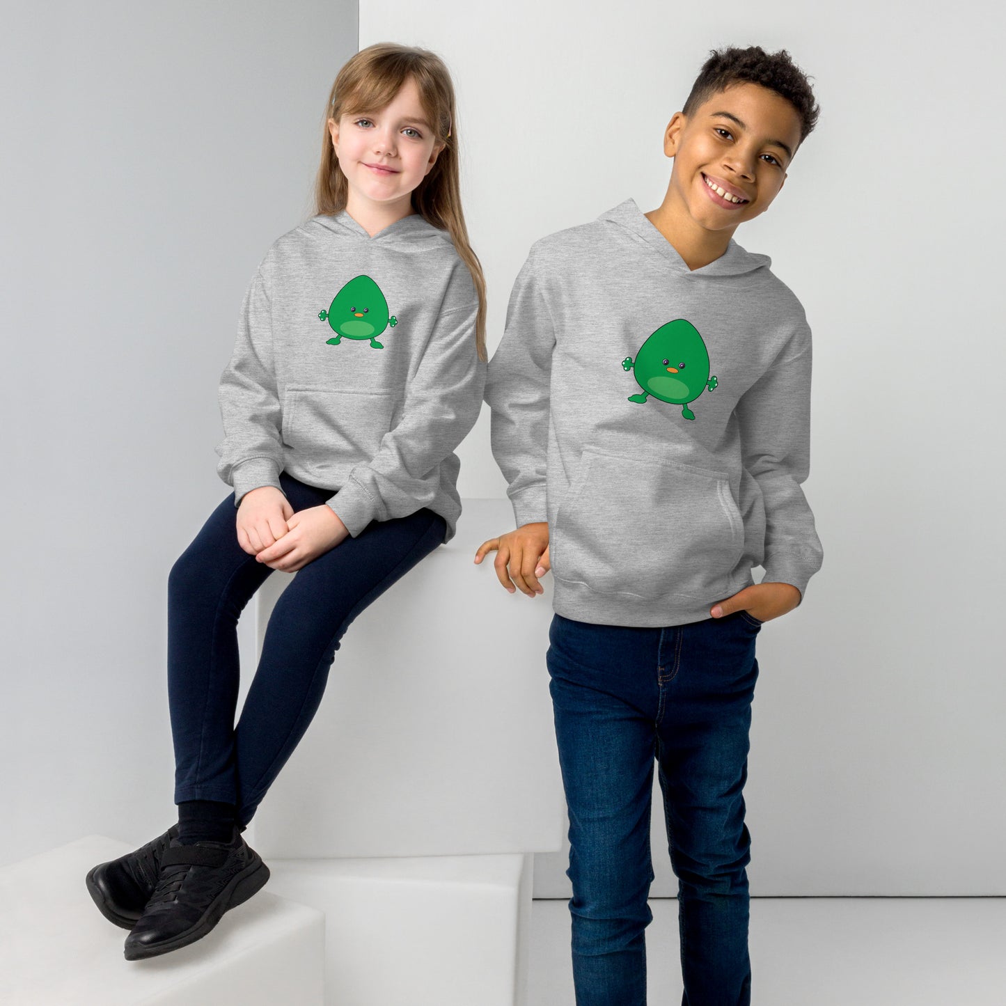 Kids fleece hoodie Grey with Axe