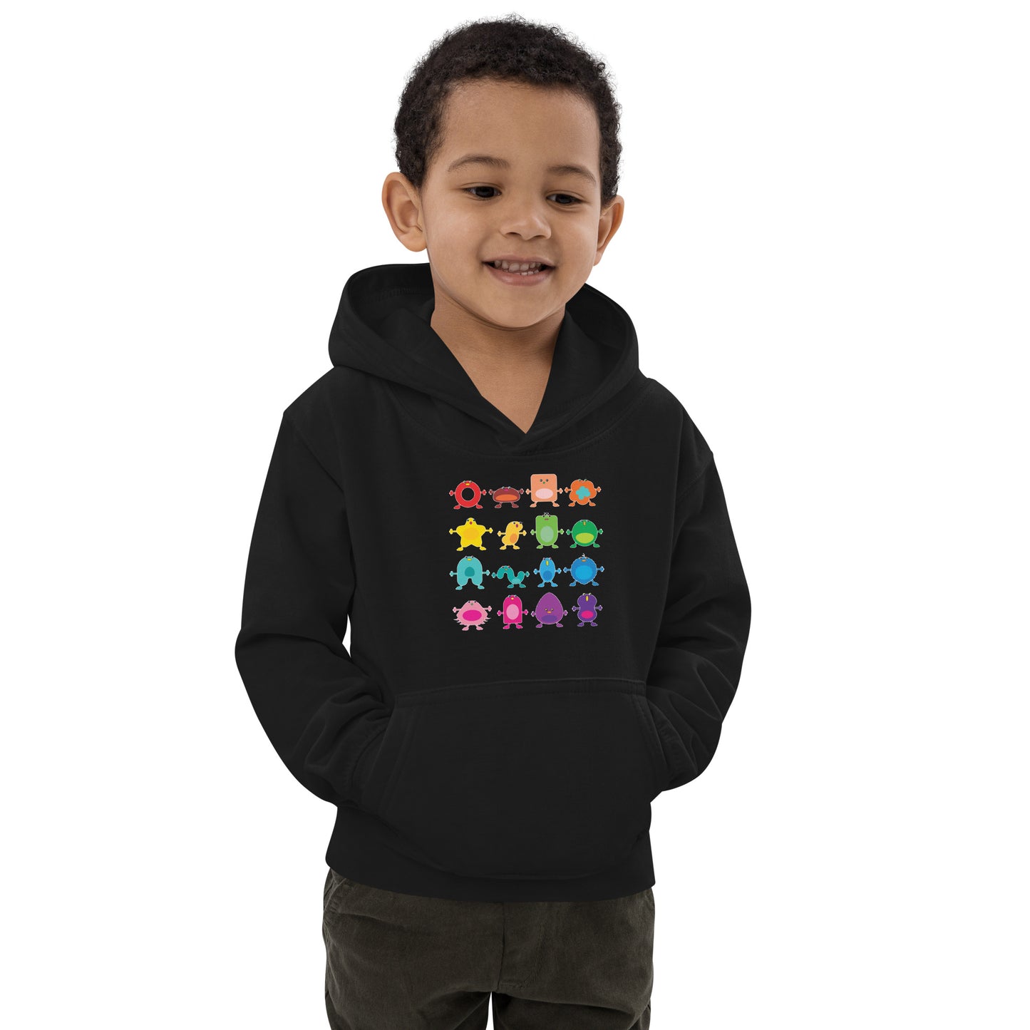 Kids Hoodie Black or Blue rainbow monsters