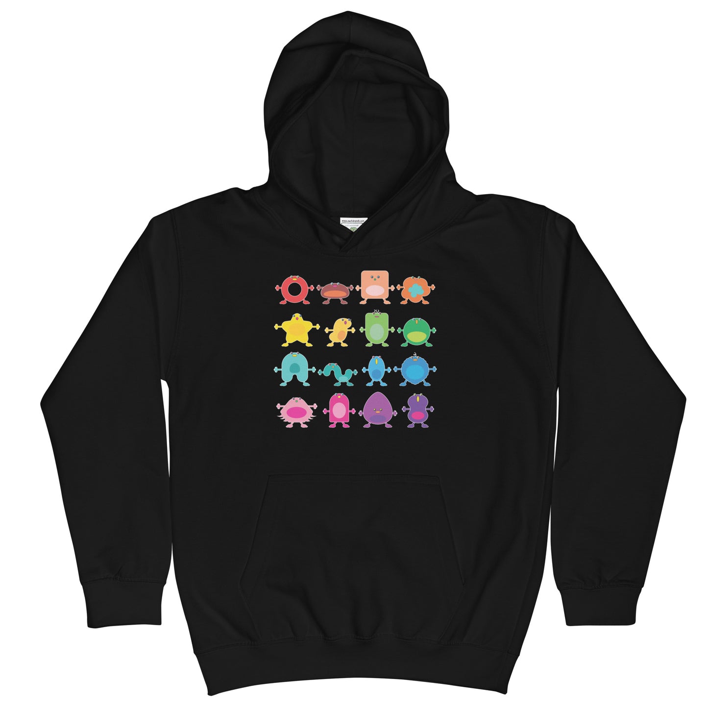 Kids Hoodie Black or Blue rainbow monsters