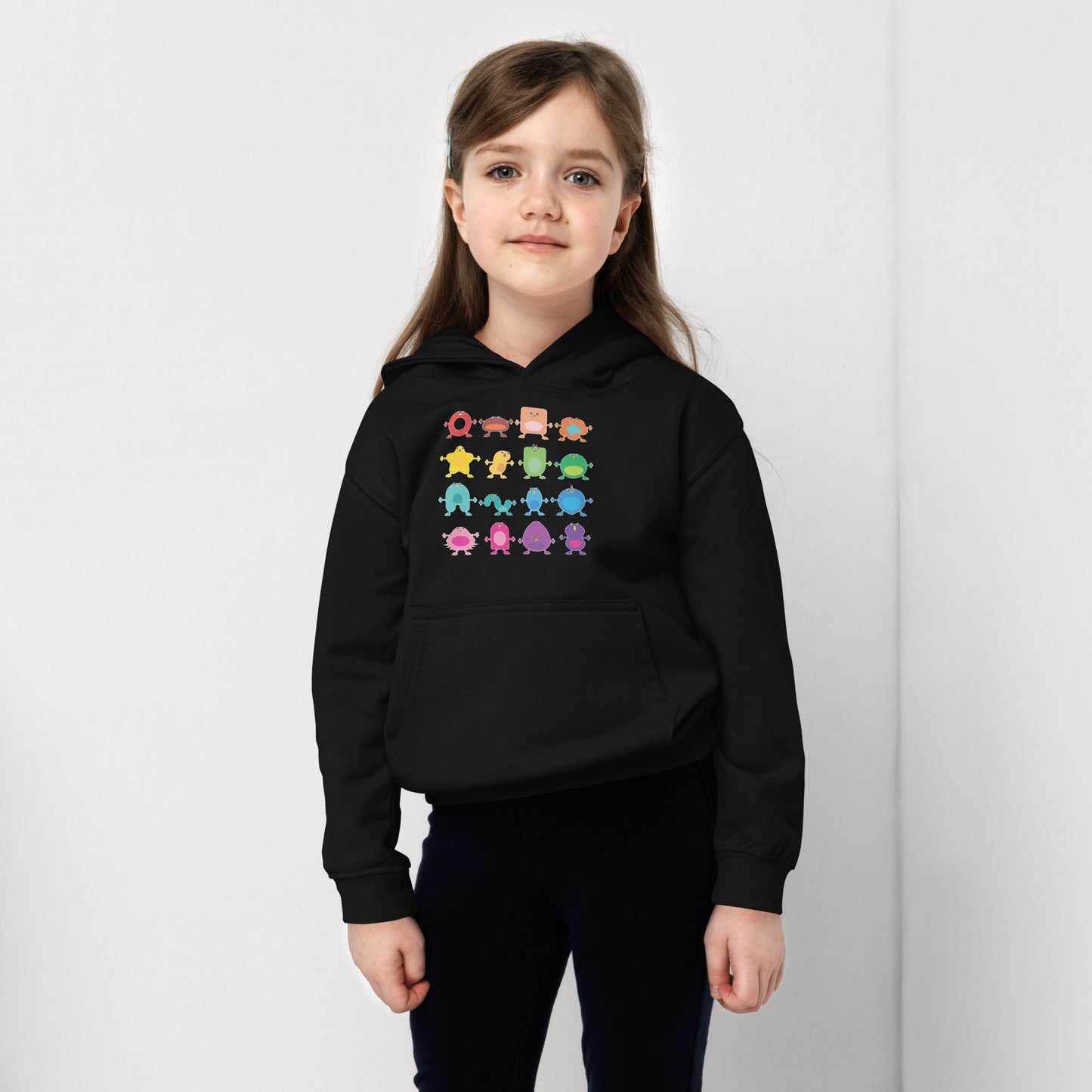 Kids Hoodie Black or Blue rainbow monsters
