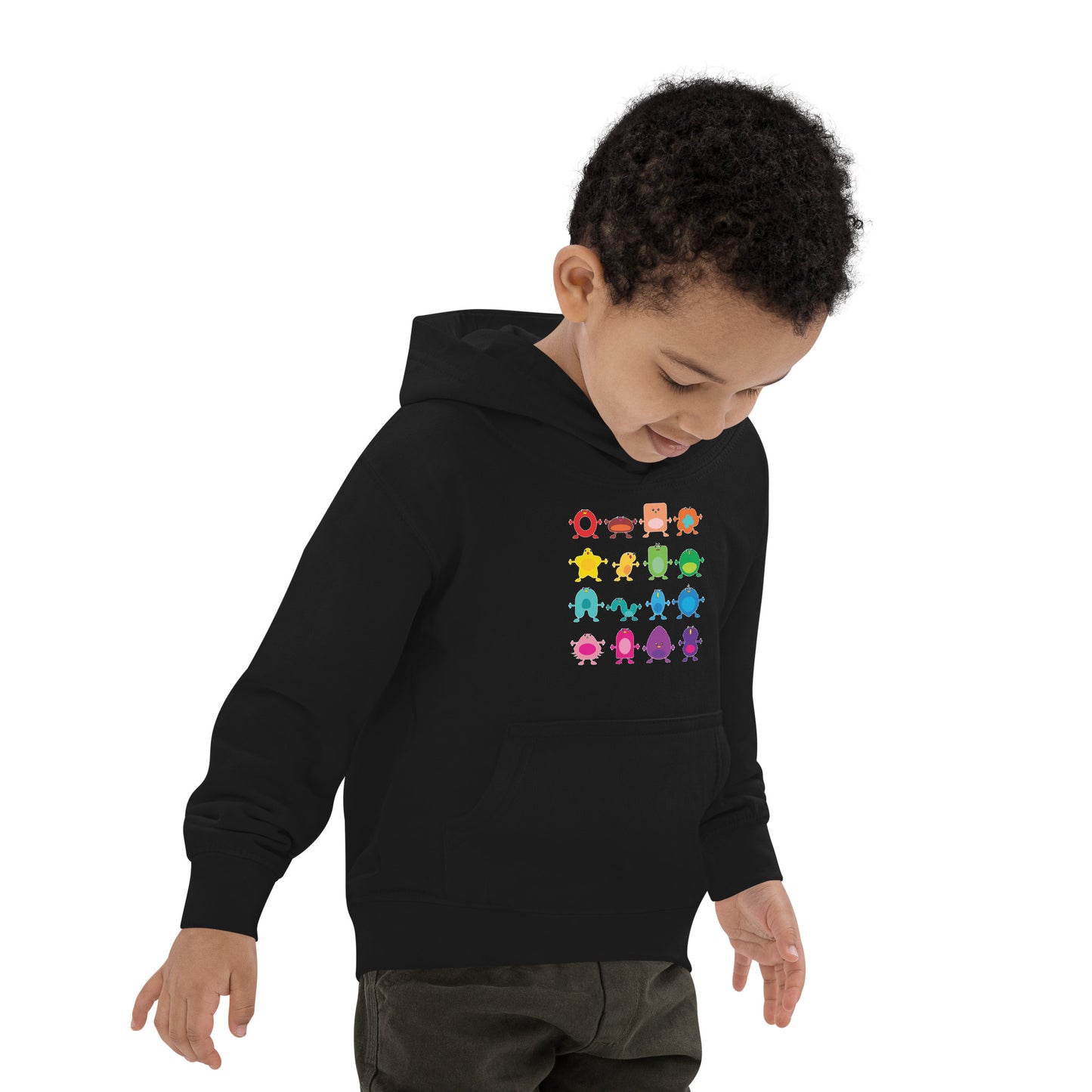 Kids Hoodie Black or Blue rainbow monsters