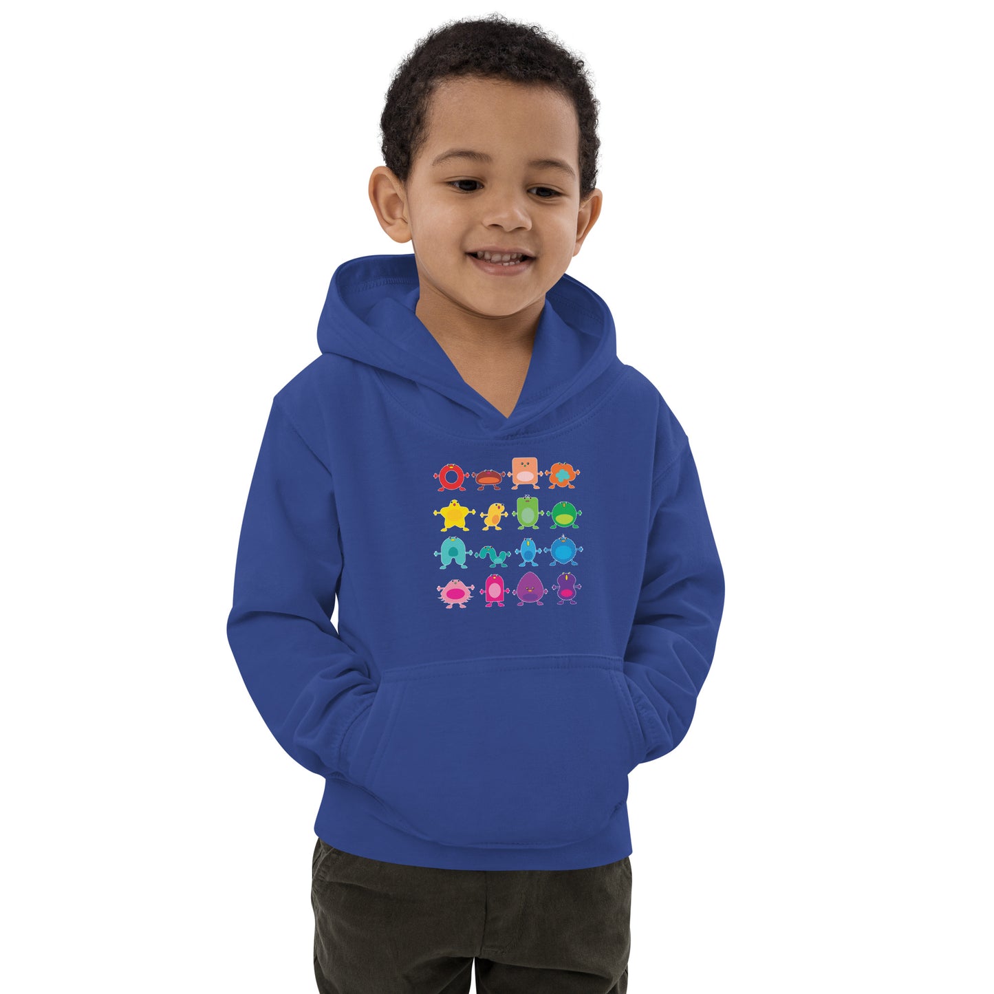 Kids Hoodie Black or Blue rainbow monsters
