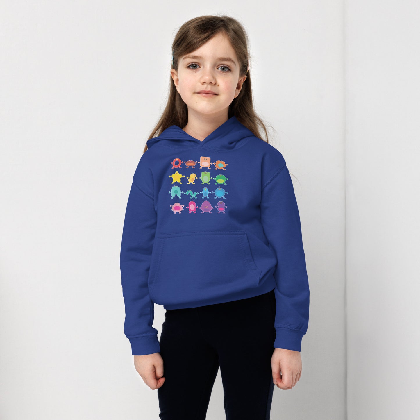 Kids Hoodie Black or Blue rainbow monsters