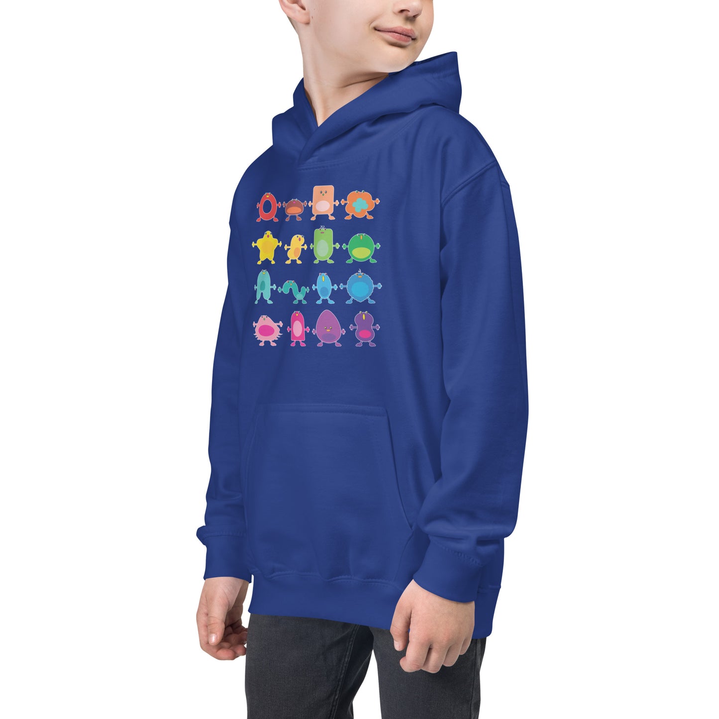 Kids Hoodie Black or Blue rainbow monsters