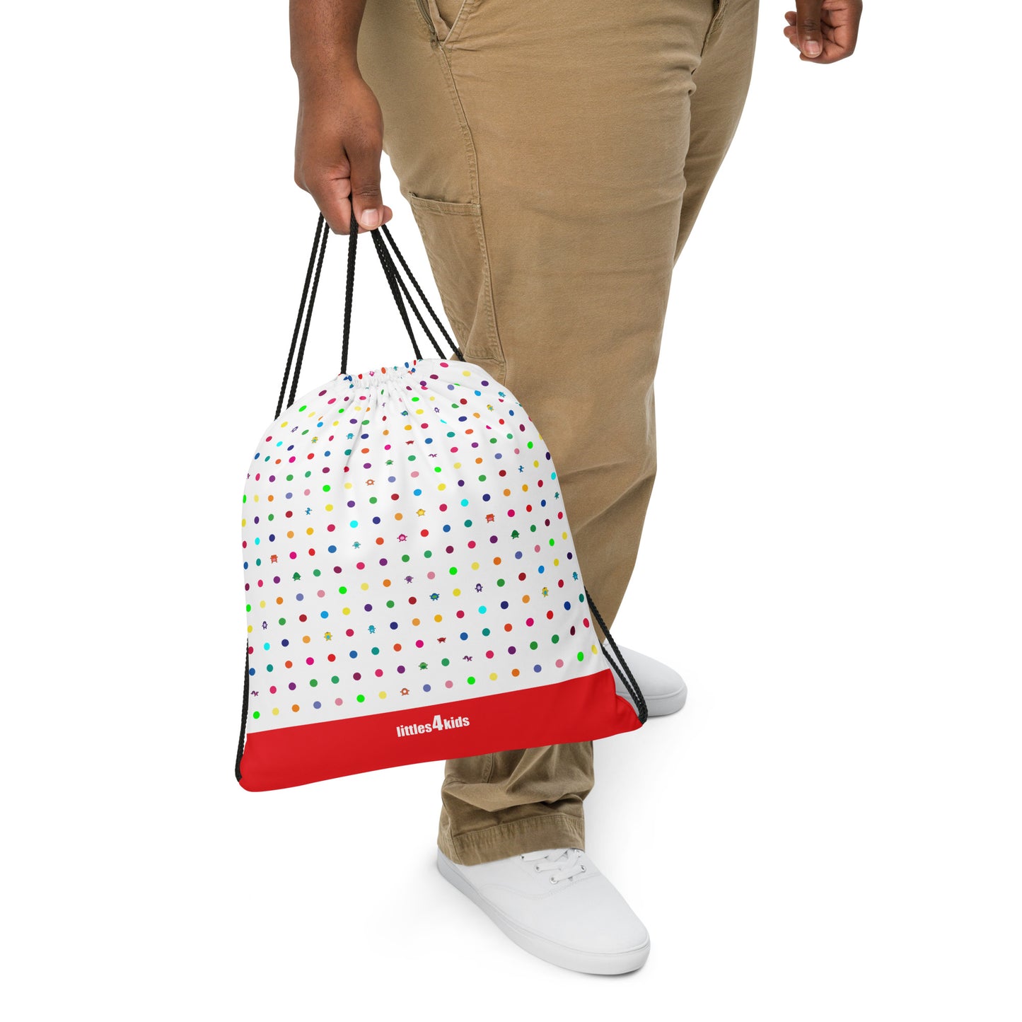 White Small Dot Monster drawstring bag red bottom many carrying