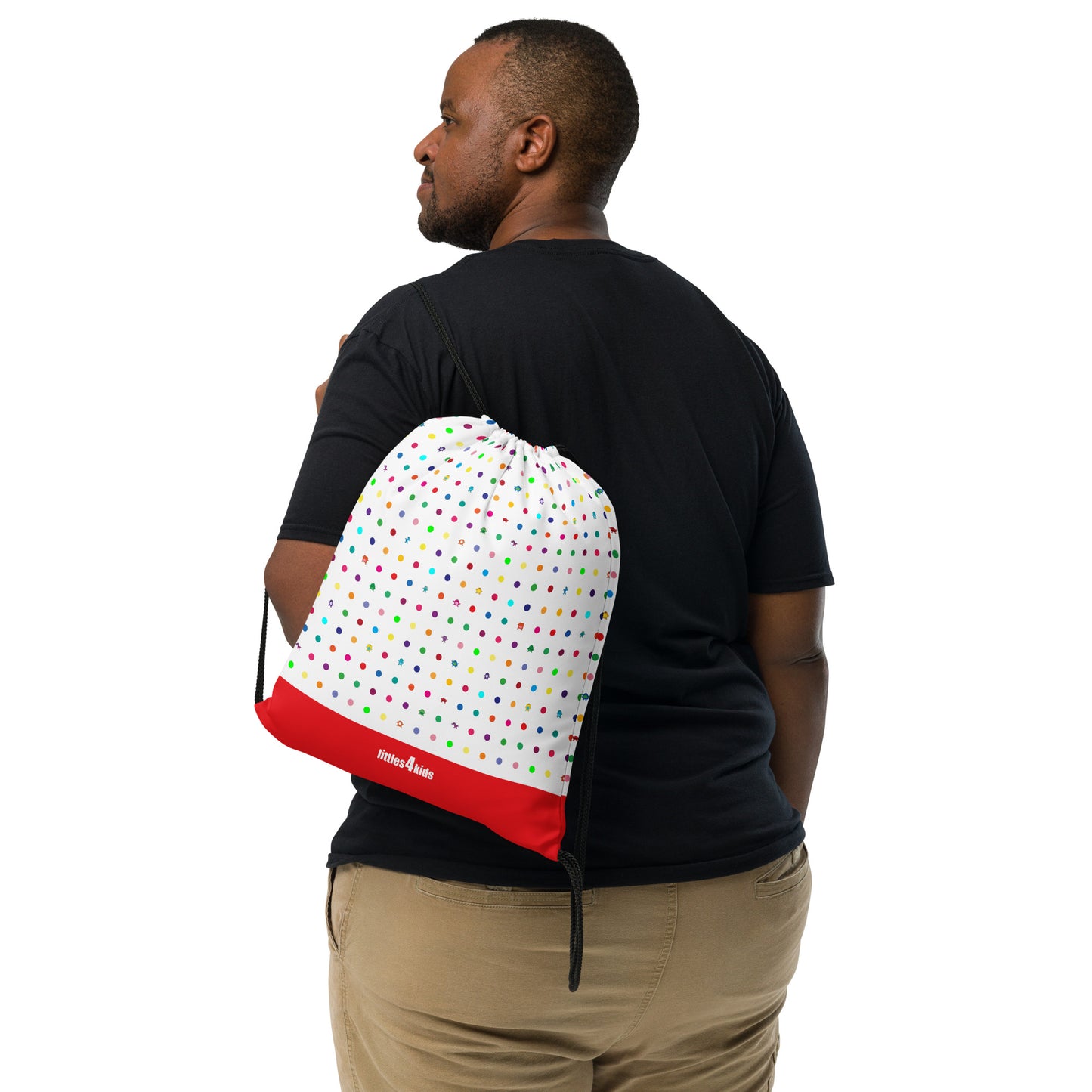 White Small Dot Monster drawstring bag red bottom man carrying