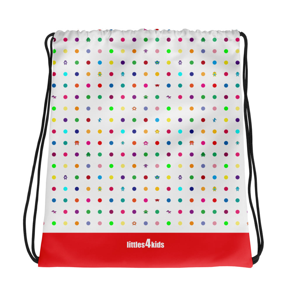 White Small Dot Monster drawstring bag red bottom