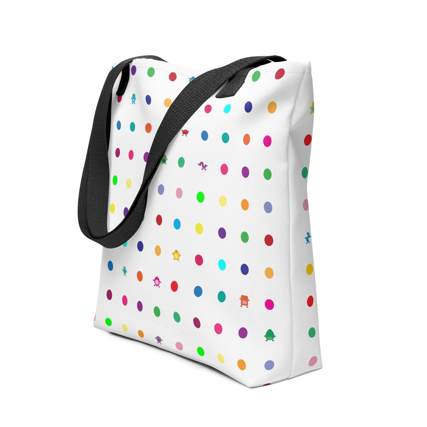Tote bag with medium dots and multi colour handles
