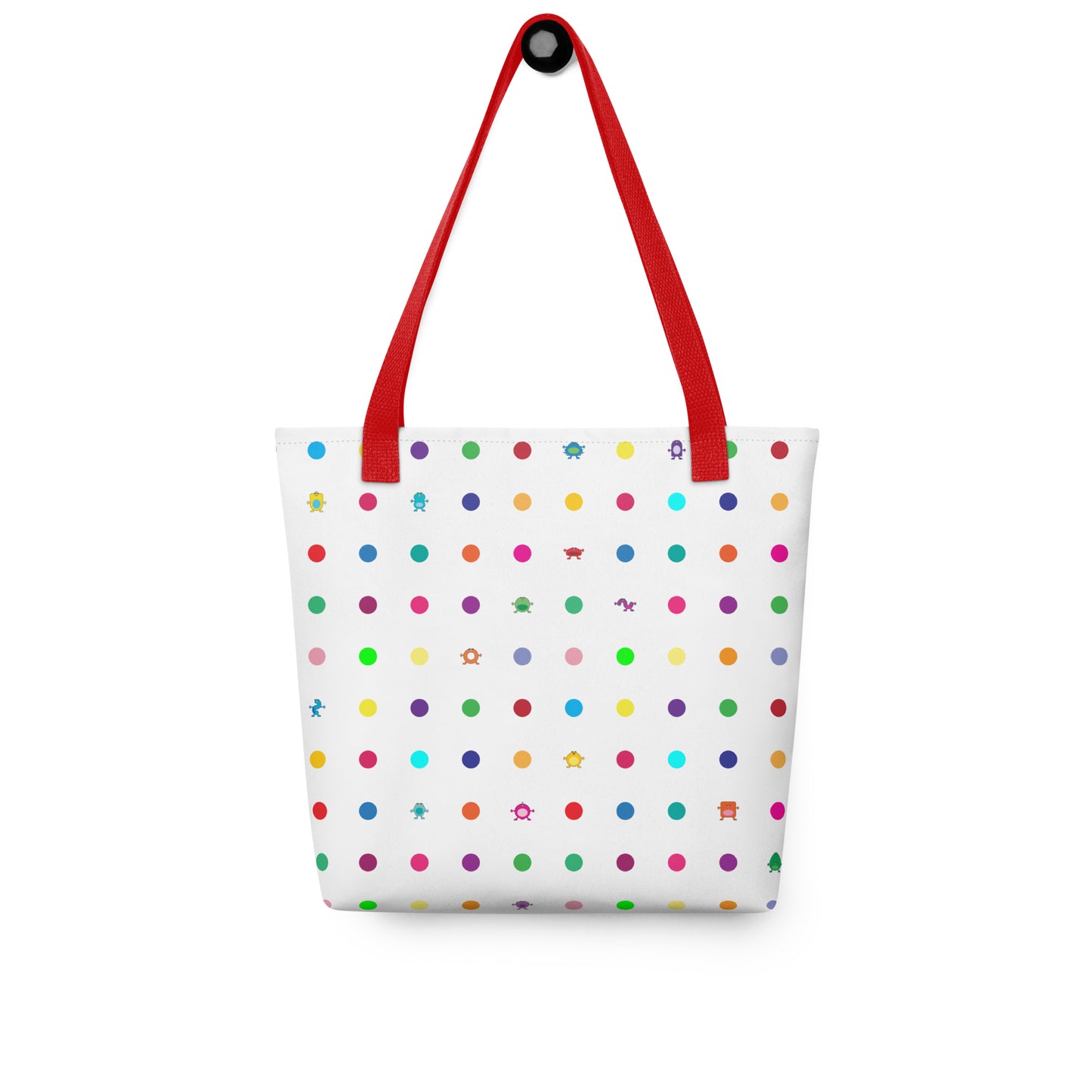 Medium dot and monster white Tote bag red handle