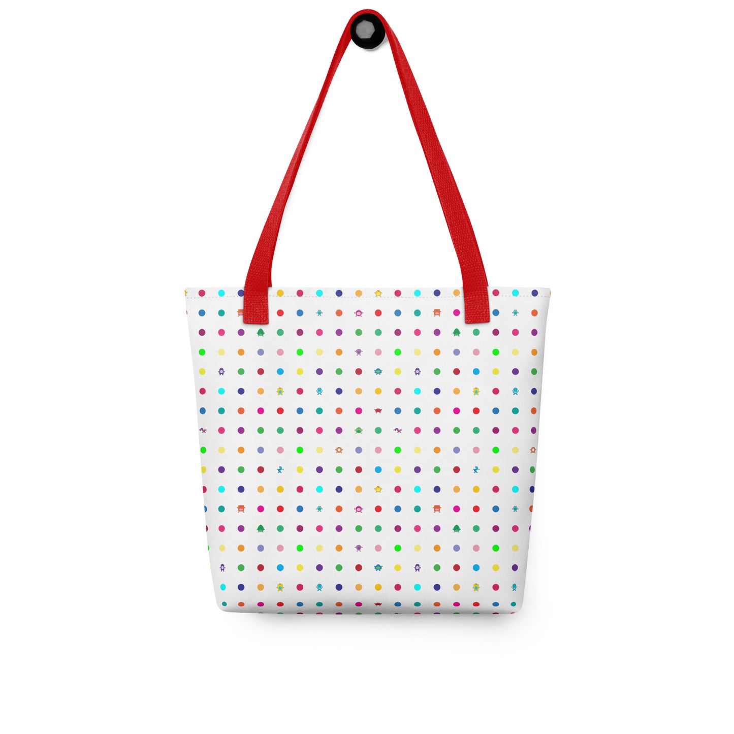 Mini dot and monster white Tote bag red handle