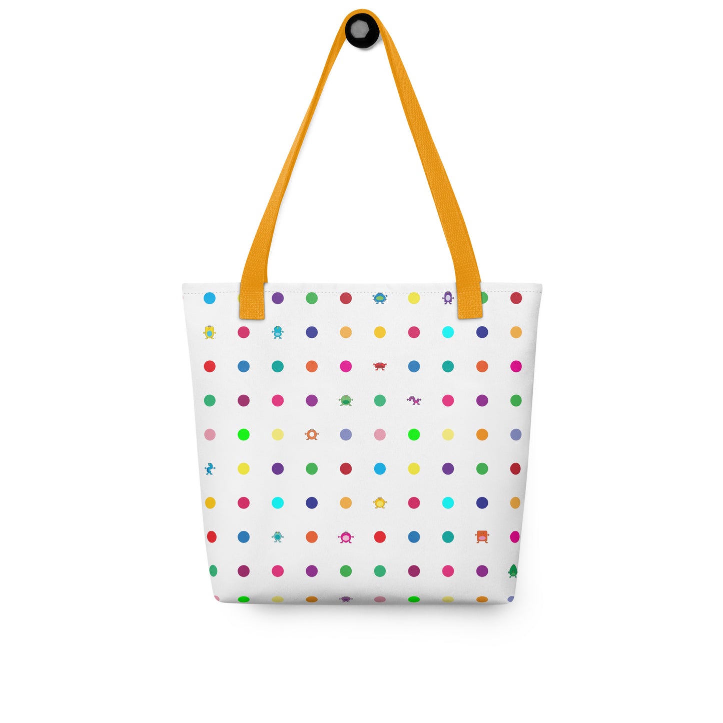Medium dot and monster white Tote bag yellow handle