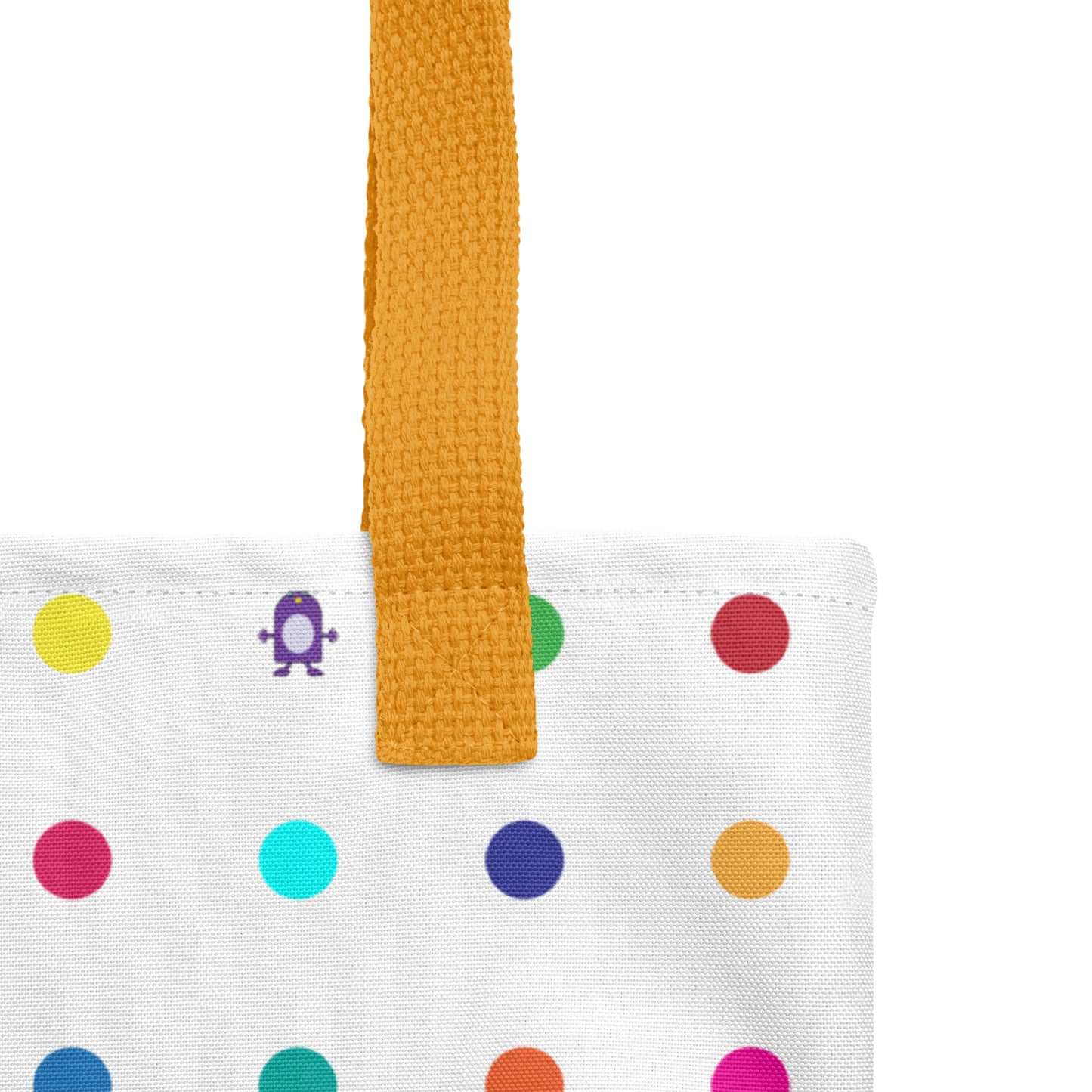 Medium dot and monster white Tote bag yellow handle