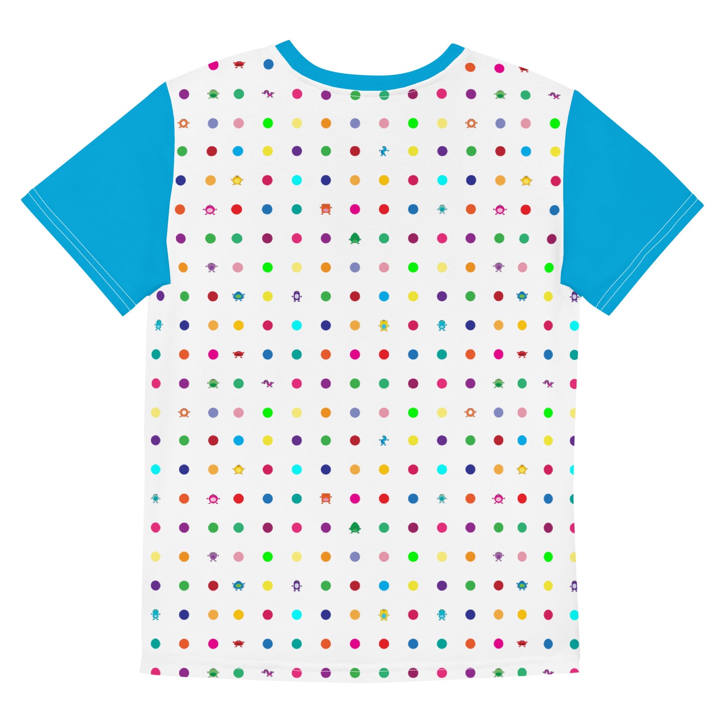 Youth t-shirt Small dots turquoise sleeves crew neck