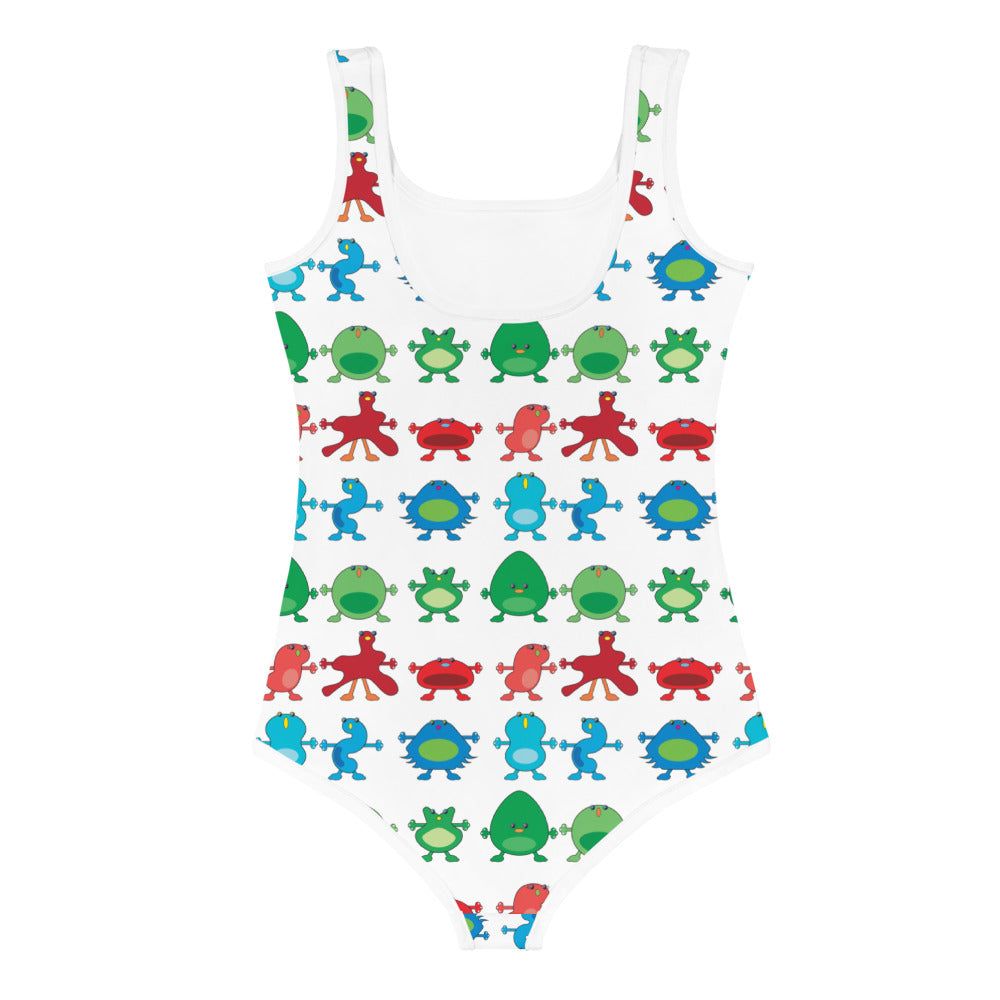 Kids Swimsuit Red Green Blue Monsters