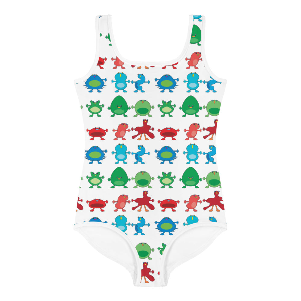 Kids Swimsuit Red Green Blue Monsters
