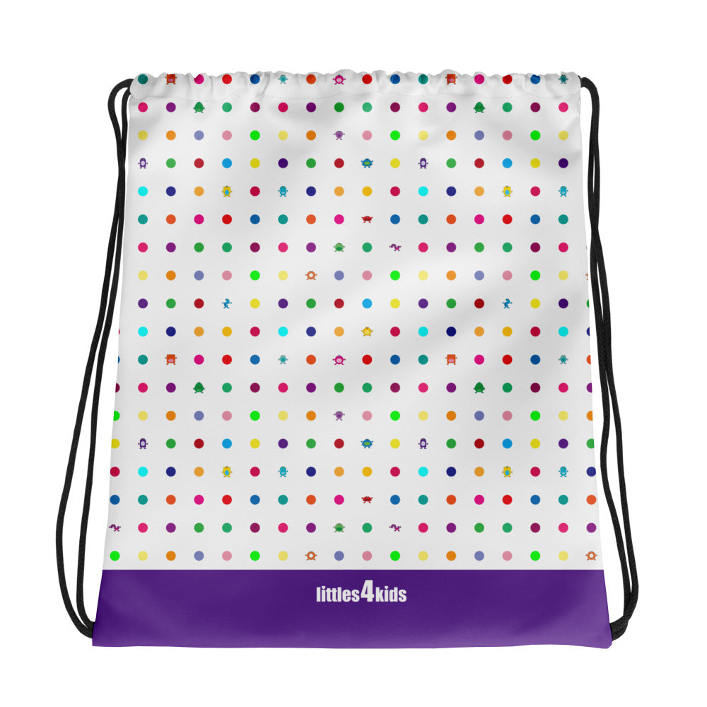 White Small Dot Monster drawstring bag purple bottom