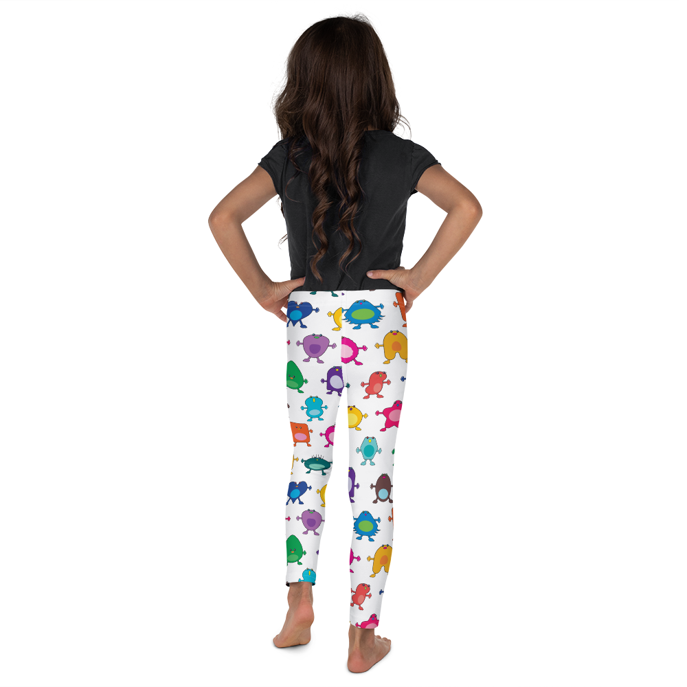 Large Monster white Kid's Leggings Multi Colour girl rear view
